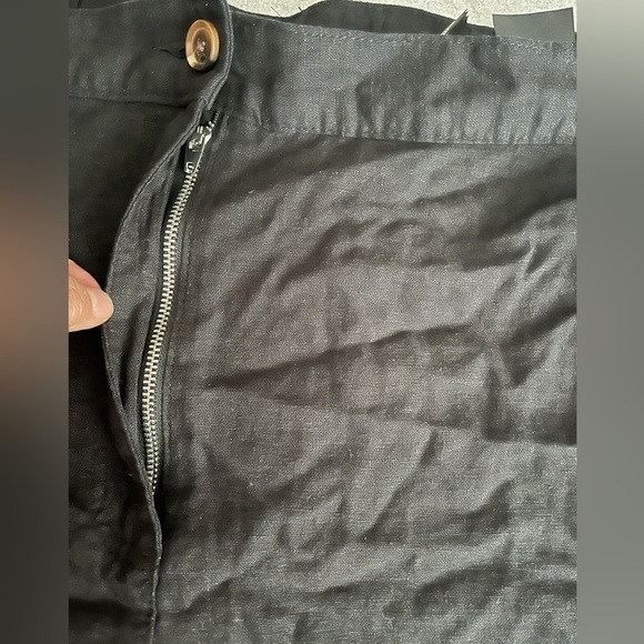 [4XL]H&M Women Black Linen Viscose Blend Zipper Button Front Closure Ankle Pants - Picture 4 of 11